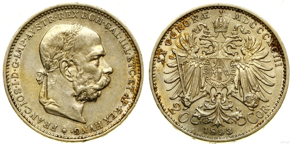 Austria, 20 koron, 1893