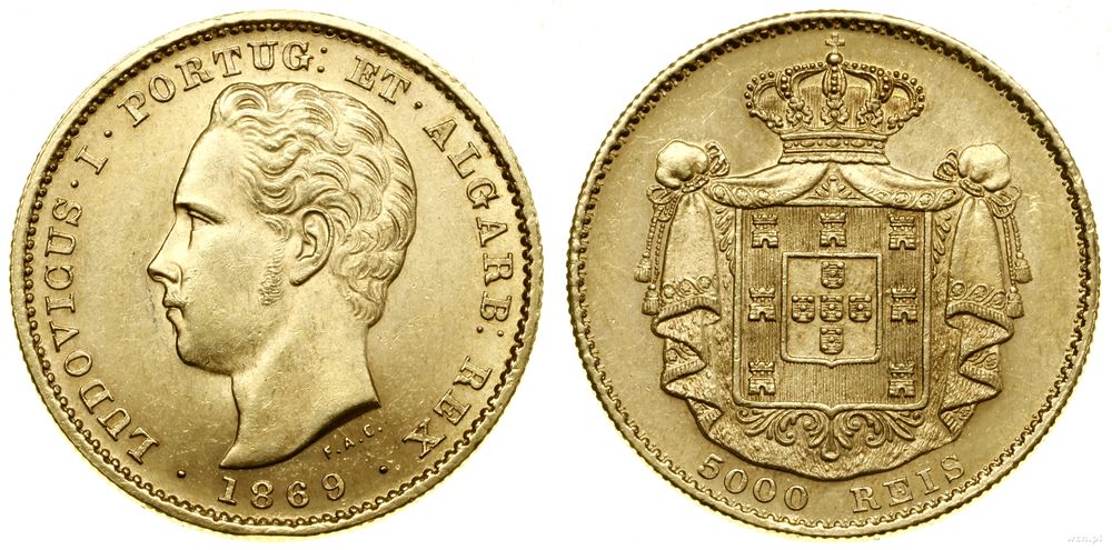 Portugalia, 5.000 reis, 1869