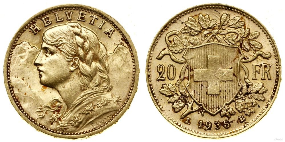 Szwajcaria, 20 franków, 1935 L-B