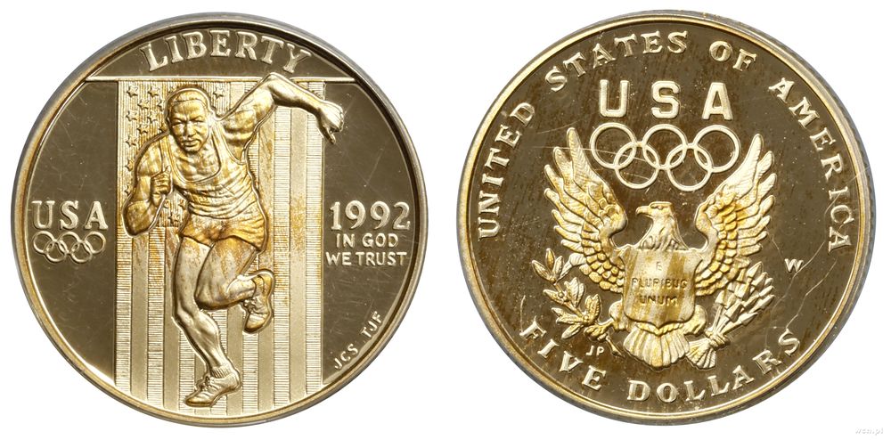 Stany Zjednoczone Ameryki (USA), 5 dolarów, 1992 W
