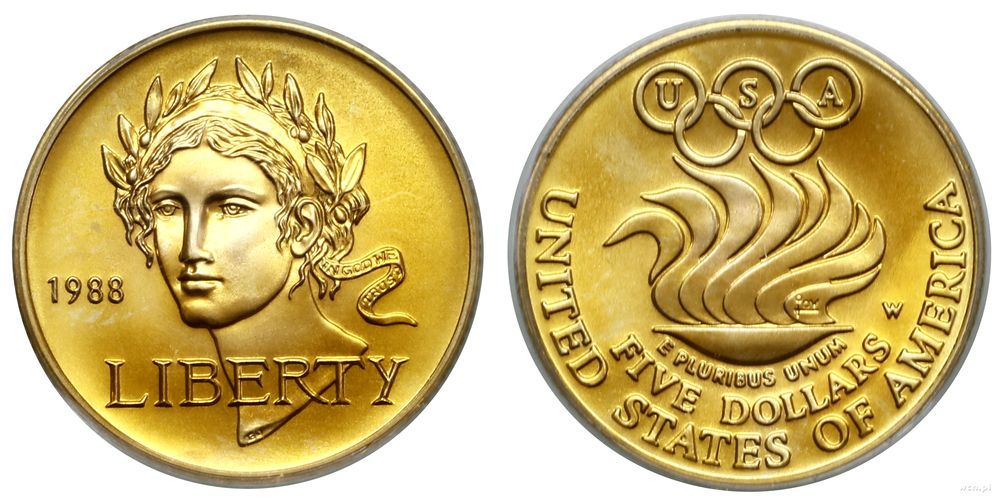 Stany Zjednoczone Ameryki (USA), 5 dolarów, 1988 W