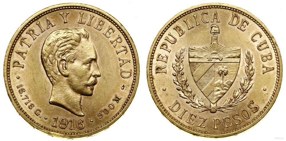 Kuba, 10 peso, 1916