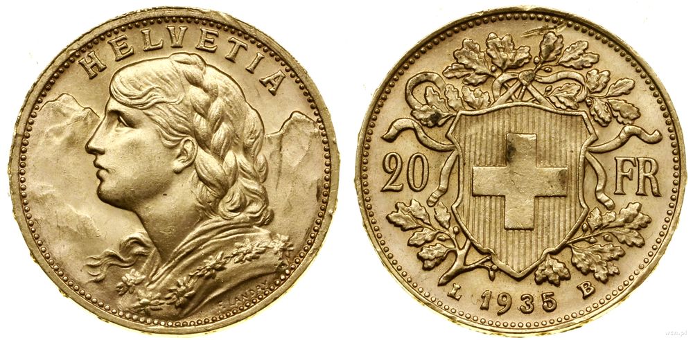 Szwajcaria, 20 franków, 1935 L-B