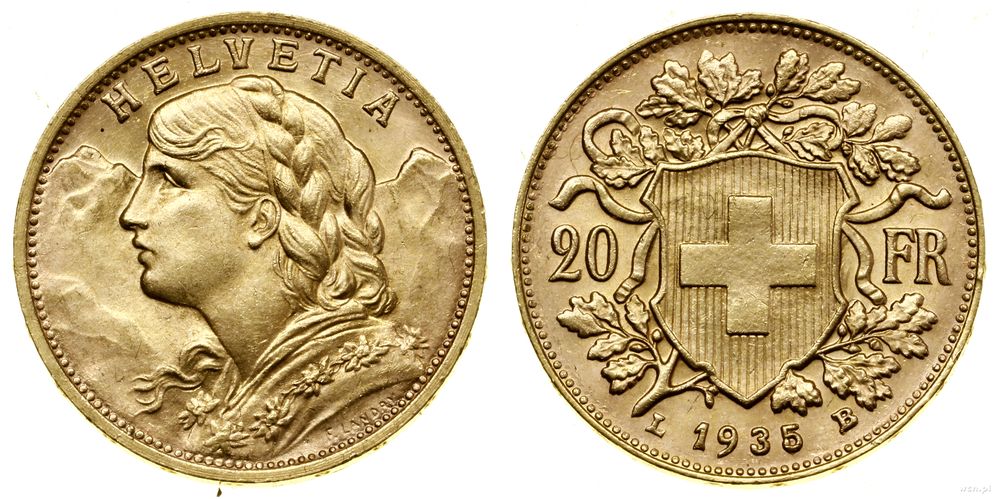 Szwajcaria, 20 franków, 1935 L-B