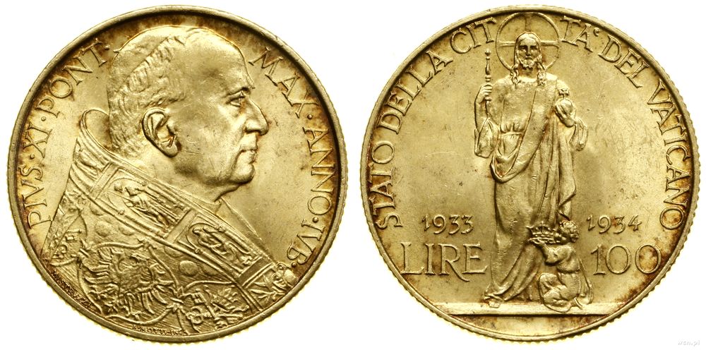 Watykan (Państwo Kościelne), 100 lirów, 1933