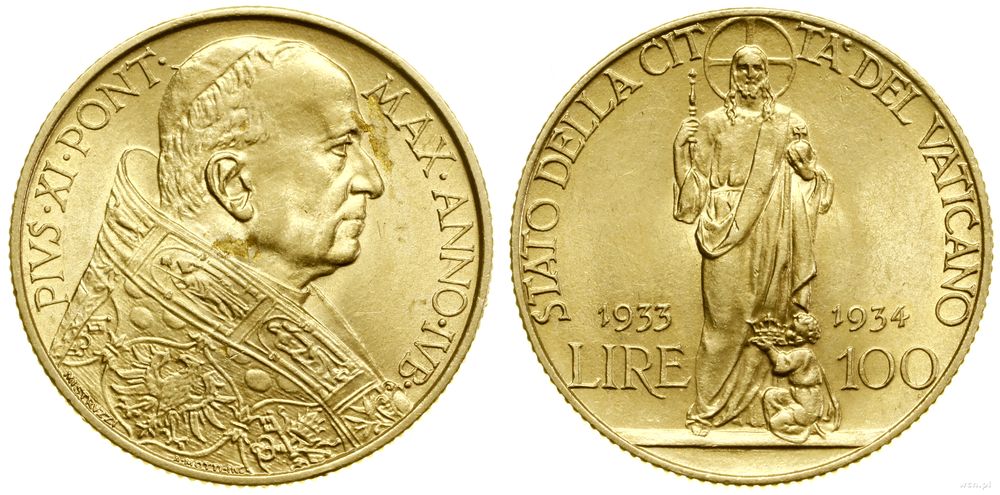 Watykan (Państwo Kościelne), 100 lirów, 1933
