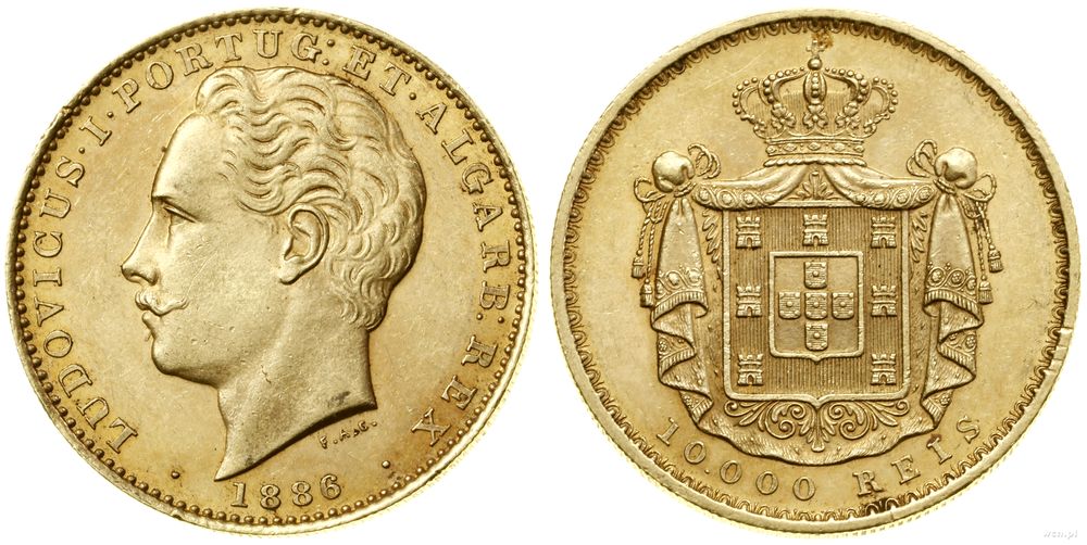 Portugalia, 10.000 reis, 1886