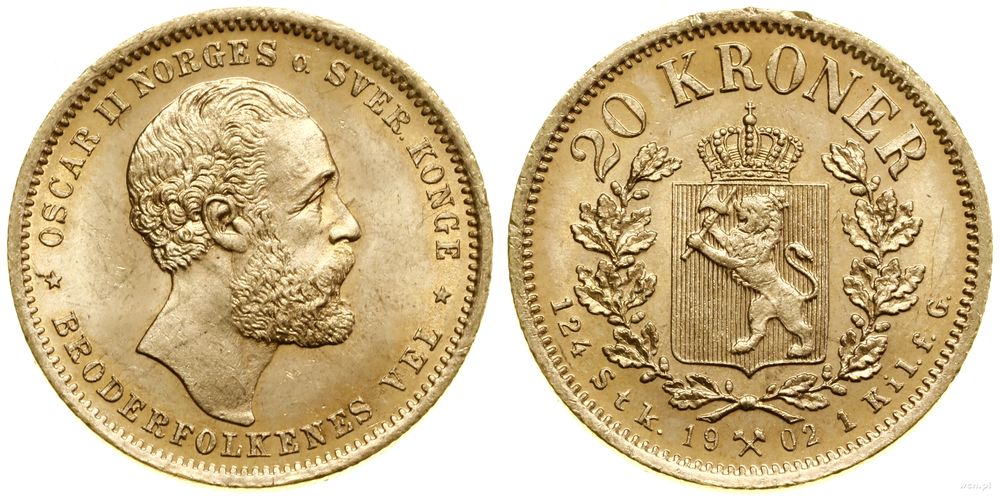 Norwegia, 20 koron, 1902