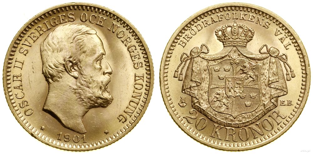 Szwecja, 20 koron, 1901 EB