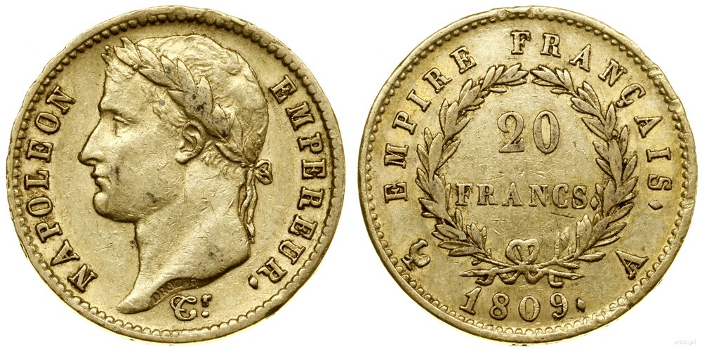 Francja, 20 franków, 1809 A