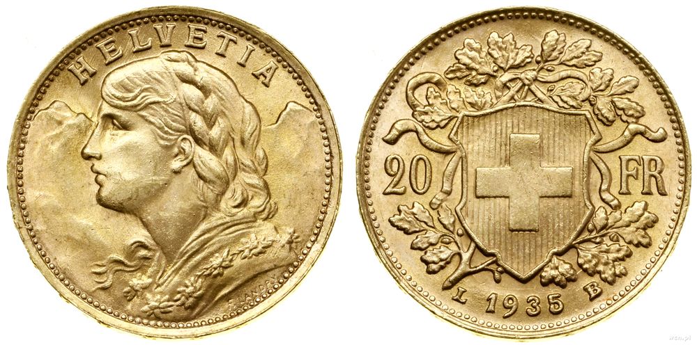 Szwajcaria, 20 franków, 1935 L-B