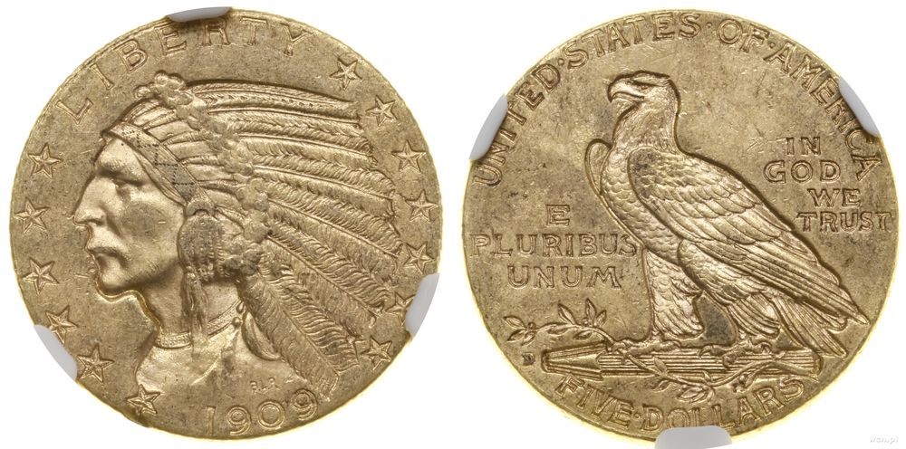 Stany Zjednoczone Ameryki (USA), 5 dolarów, 1909 D