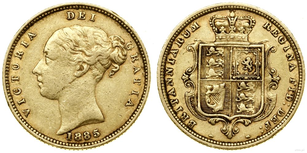 Wielka Brytania, 1/2 funta (1/2 sovereign), 1885