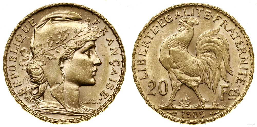 Francja, 20 franków, 1909
