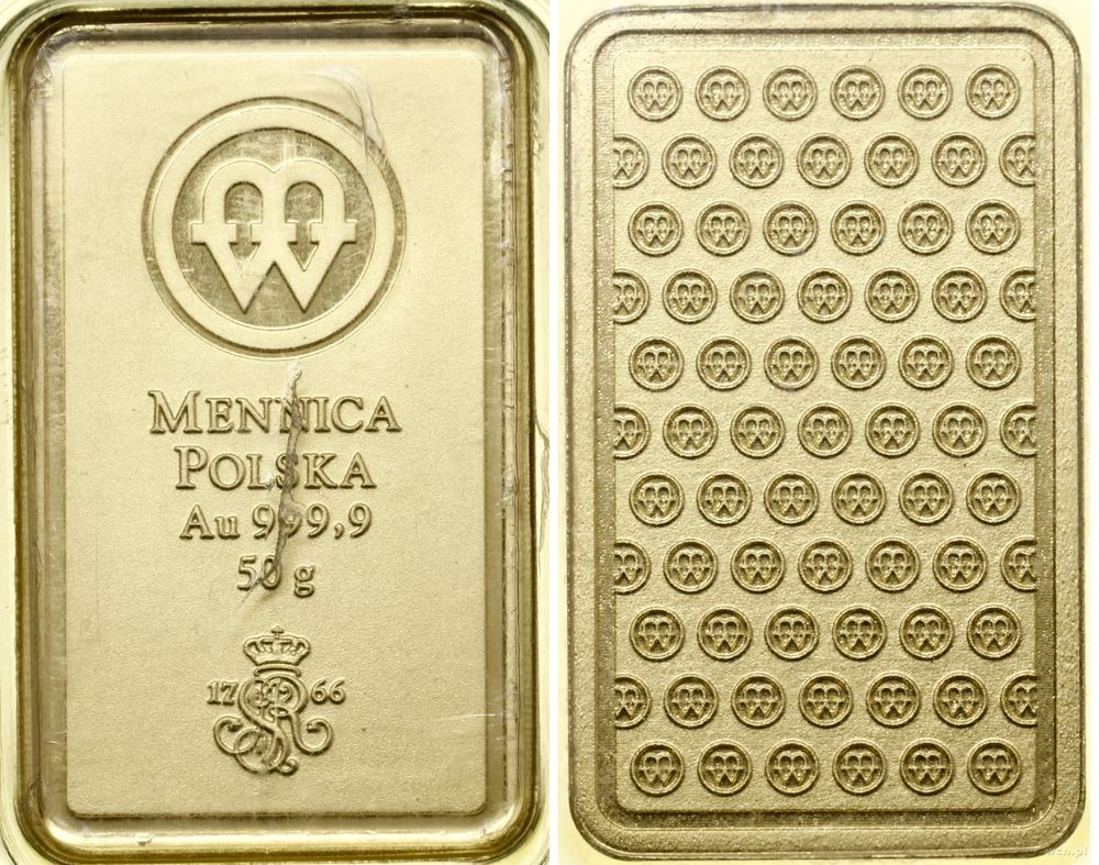 sztabki złote, sztabka 50 gram