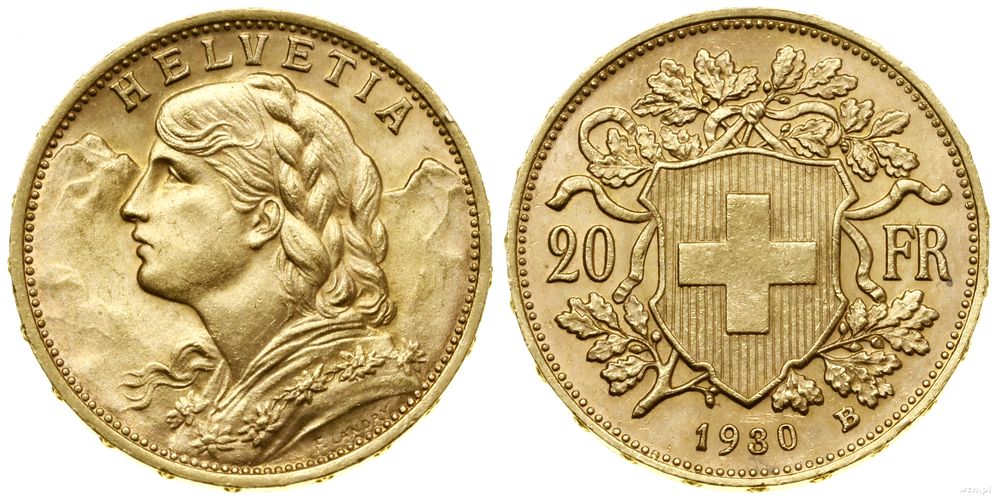 Szwajcaria, 20 franków, 1930 B