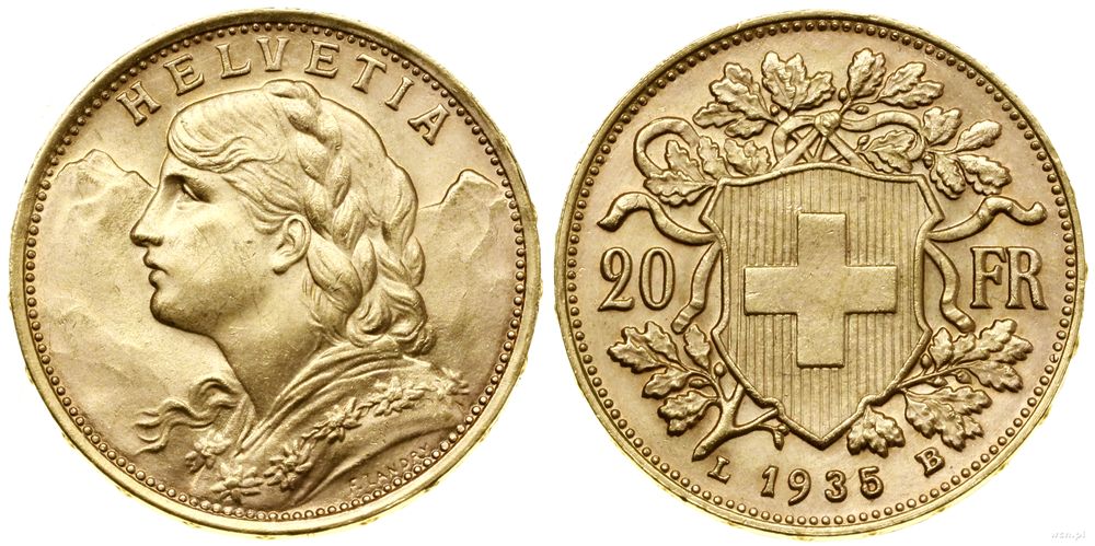Szwajcaria, 20 franków, 1935 L-B