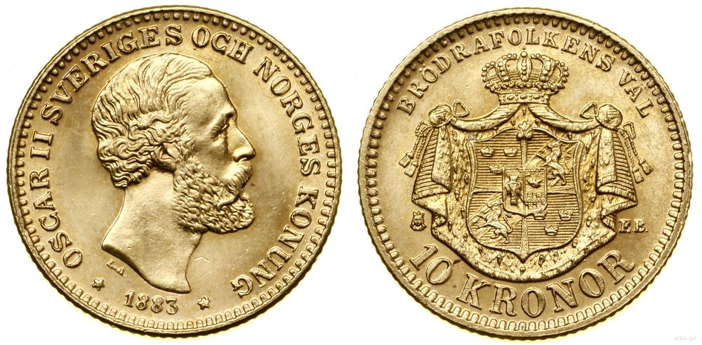 Szwecja, 10 koron, 1883 EB