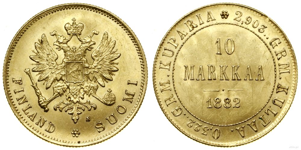 Finlandia, 10 marek (markkaa), 1882 S