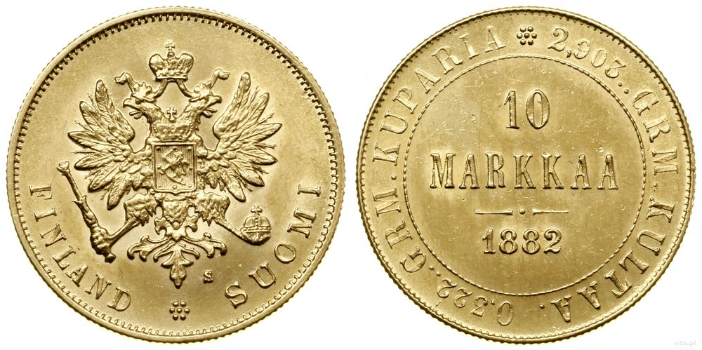 Finlandia, 10 marek (markkaa), 1882 S