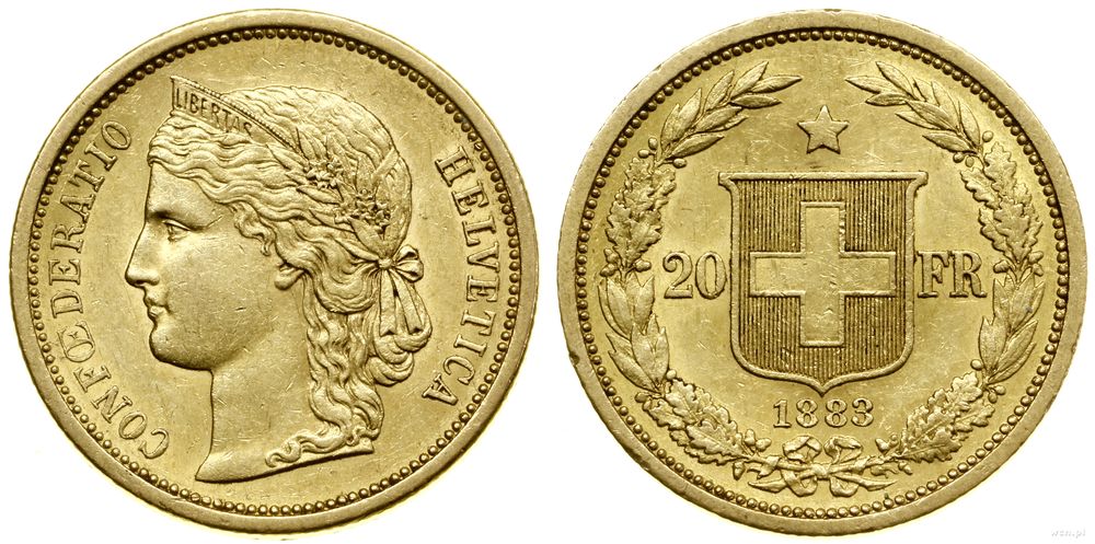 Szwajcaria, 20 franków, 1883