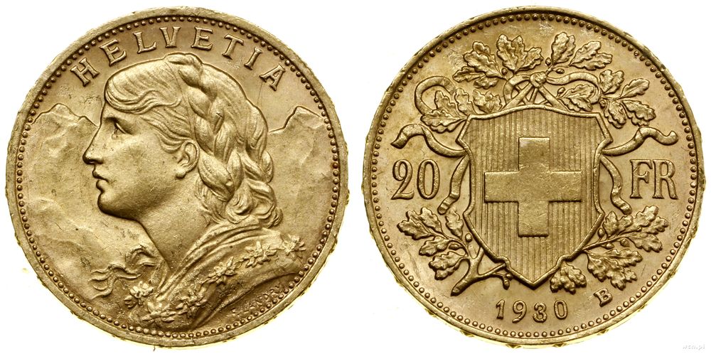 Szwajcaria, 20 franków, 1930 B