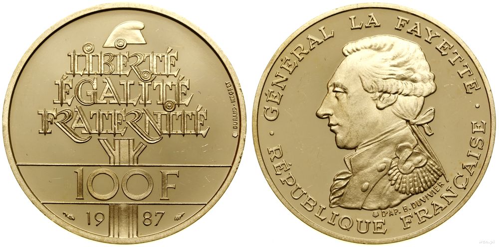 Francja, 100 franków = 1/2 uncji, 1987