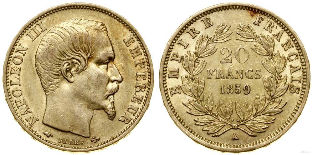 Francja, 20 franków, 1859 A