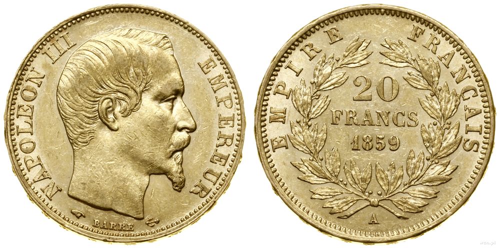 Francja, 20 franków, 1859 A