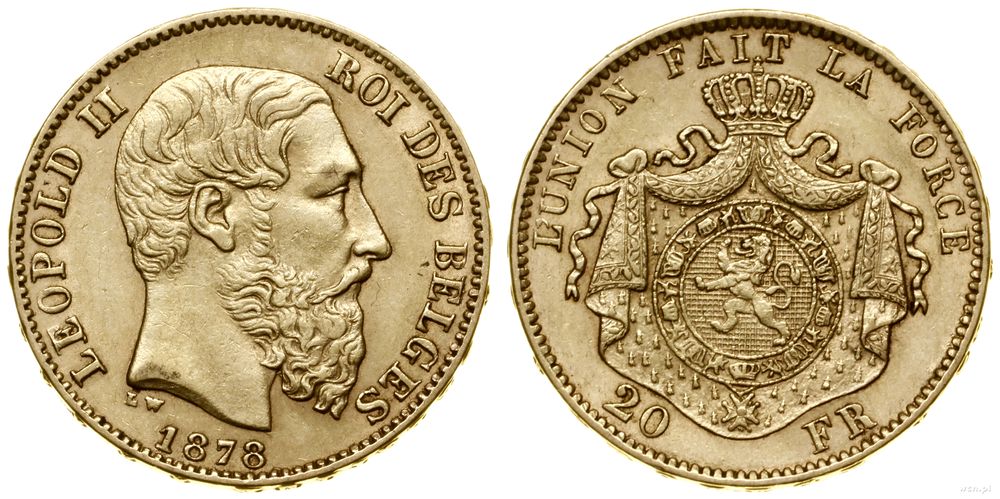 Belgia, 20 franków, 1878