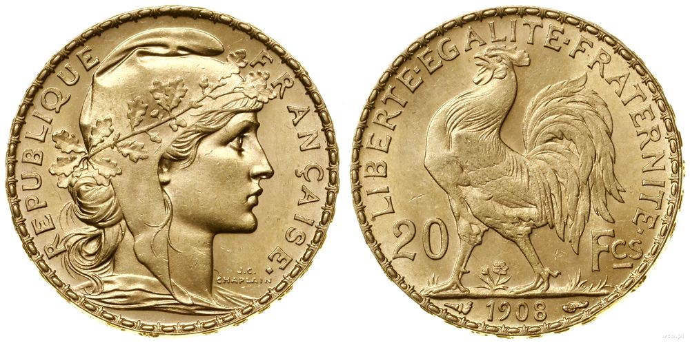 Francja, 20 franków, 1908