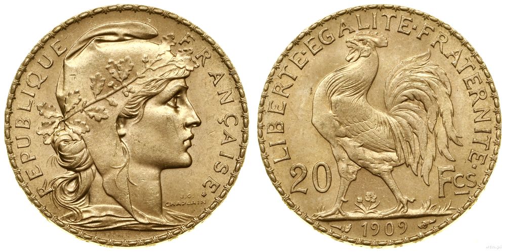 Francja, 20 franków, 1909