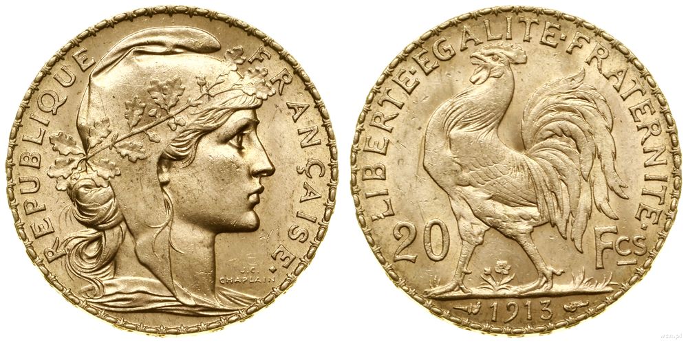 Francja, 20 franków, 1913