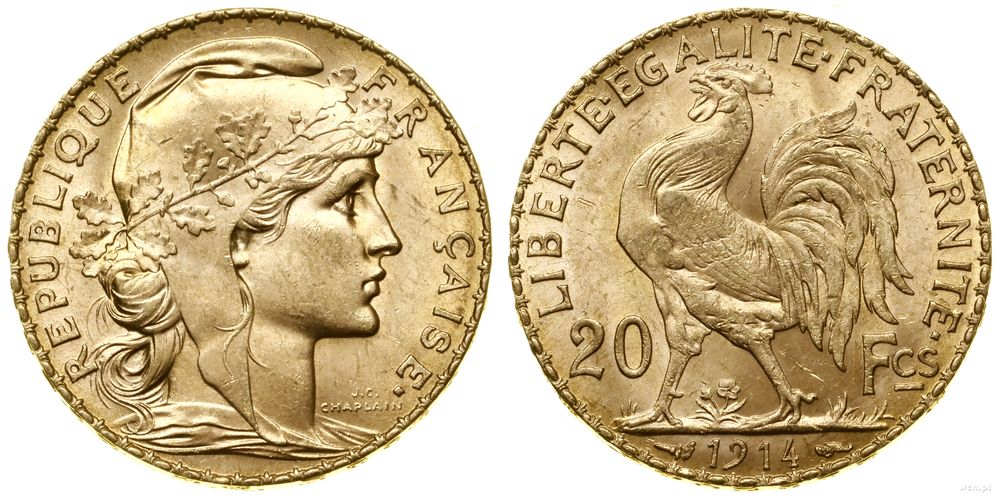 Francja, 20 franków, 1914