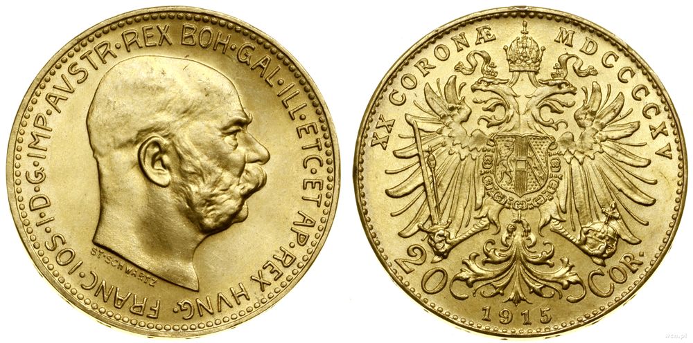Austria, 20 koron, 1915