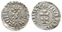 denar 1386-1387, Buda, Aw: Podwójny krzyż, Rw: G