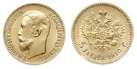 5 rubli 1910 ЭБ, Petersburg, złoto 4.30 g, rzadk
