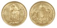 10 koron 1908 KB, Kremnica, złoto 3.39 g, piękne