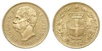 20 lirów 1881 R, Rzym, złoto 6.45 g, Fr. 21
