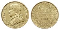 20 lirów 1867 R, Rzym, złoto 6.43 g, Fr. 280