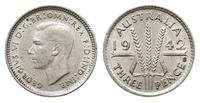 3 pensy 1942/S, Sydney, srebro "925", piękne, KM