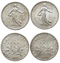 zestaw 1 frank 1916, 1 frank 1918, Paryż, srebro