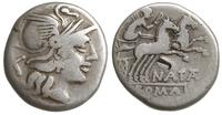 denar 149 pne, Rzym, Aw: Głowa Romy w prawo; za 