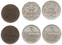 zestaw: 1 fenig, 2 x 5 fenigów, Berlin, 1 fenig 