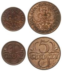 Polska, zestaw: 5 groszy i 1 grosz, 1938