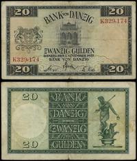 20 guldenów 1.11.1937, seria K 329,174, złamania