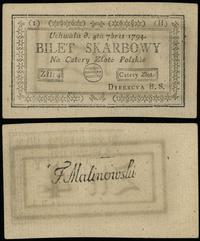 4 złote 4.09.1794, seria 1-H, bardzo ładnie zach