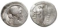 denar 42 pne, Rzym, Aw: Głowa Apollina w prawo, 