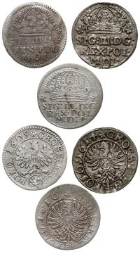 zestaw 3 groszy 1609, 1610, 1614, Kraków, razem 