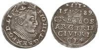 trojak 1589, Ryga, znak mincerski z prawej stron